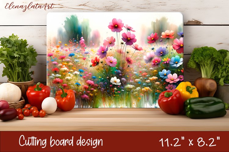 Flowers Cutting Board Design. Meadow Wildflowers