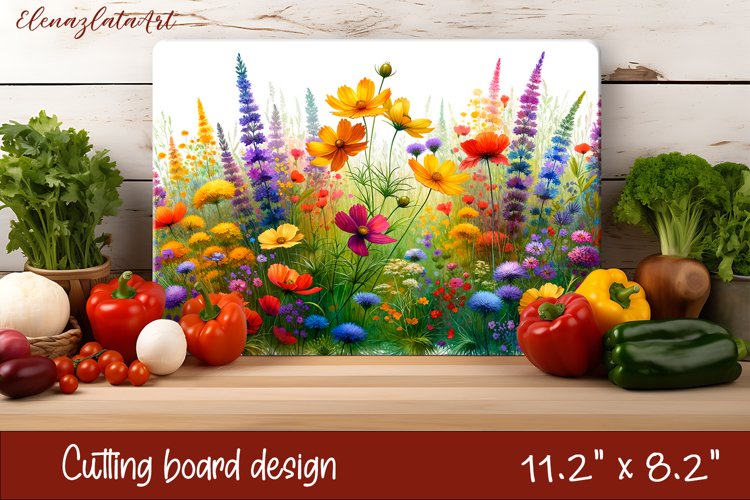 Flowers Cutting Board Design. Meadow Wildflowers
