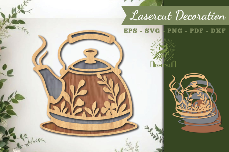 Kitchen Kettle Lasercut Decoration SVG