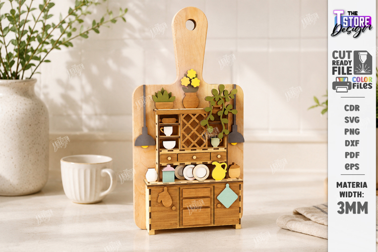 3D Miniature Kitchen Cutting Board Laser Cut | Mini Kitchen