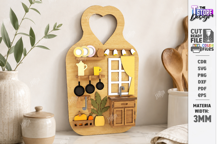 3D Miniature Kitchen Cutting Board Laser Cut | Mini Kitchen