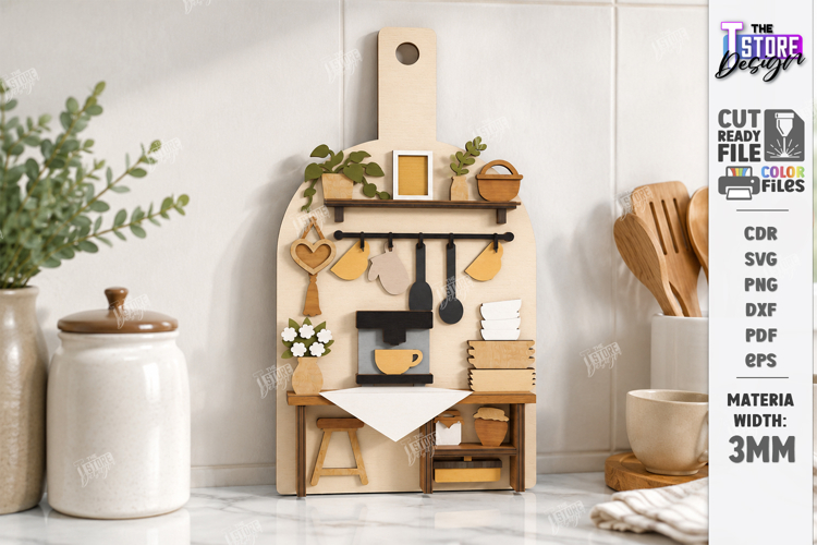 3D Miniature Kitchen Cutting Board Laser Cut | Mini Kitchen
