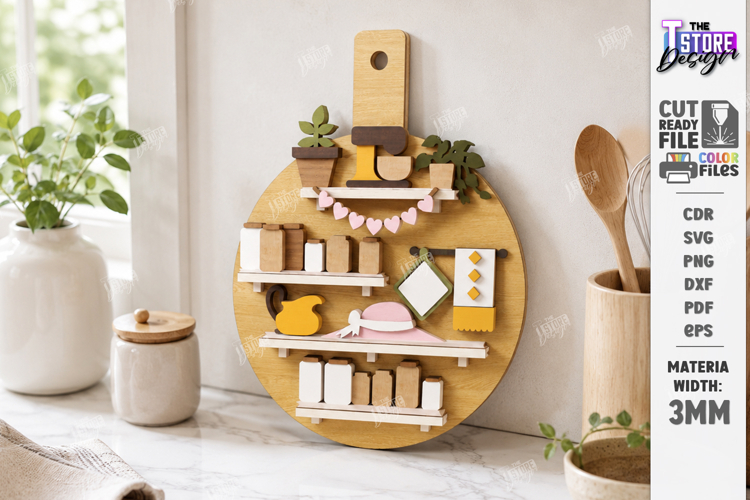 3D Miniature Kitchen Cutting Board Laser Cut | Mini Kitchen
