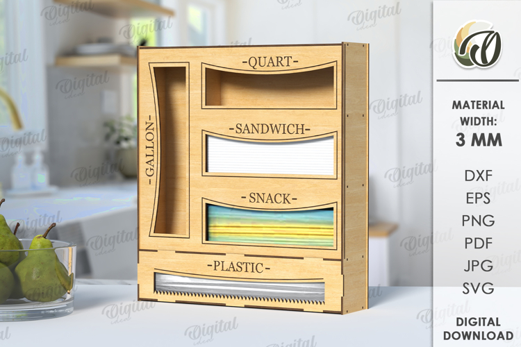 Kitchen organizer Laser Cut. Kitchen bag storage SVG