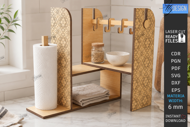 Kitchen Organizer Transformer Laser Cut | Modular Shelf SVG