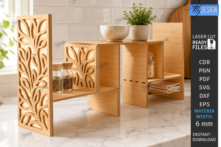Kitchen Organizer Transformer Laser Cut | Modular Shelf SVG