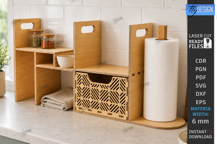 Kitchen Organizer Transformer Laser Cut | Modular Shelf SVG