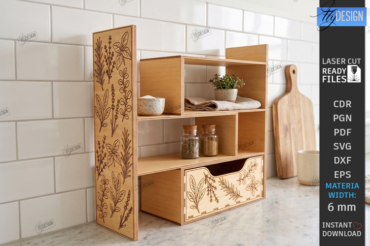 Kitchen Organizer Transformer Laser Cut | Modular Shelf SVG