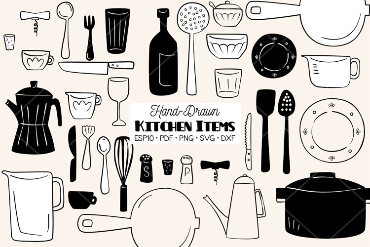 Kitchen items | Hand Drawn Household Cooking Doodles example image 1