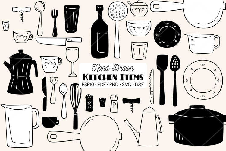 Kitchen items | Hand Drawn Household Cooking Doodles