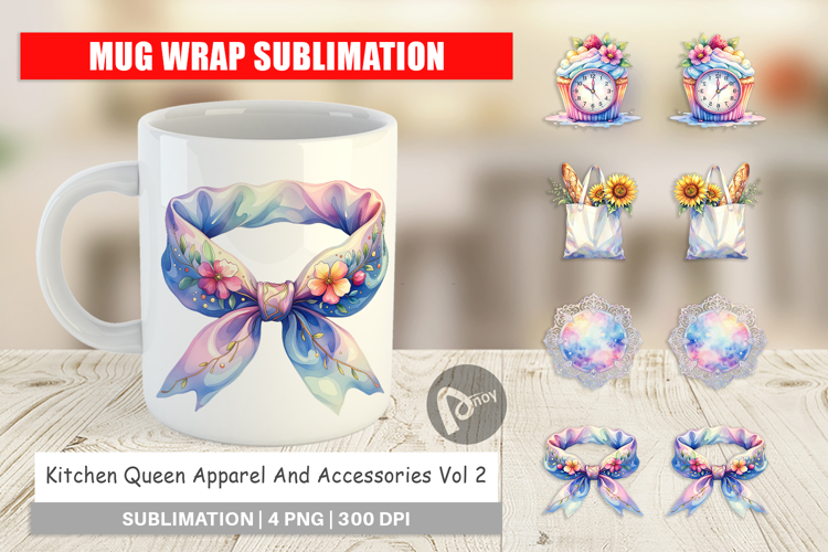 Whimsical Apron & Chef Hat Mug Wrap