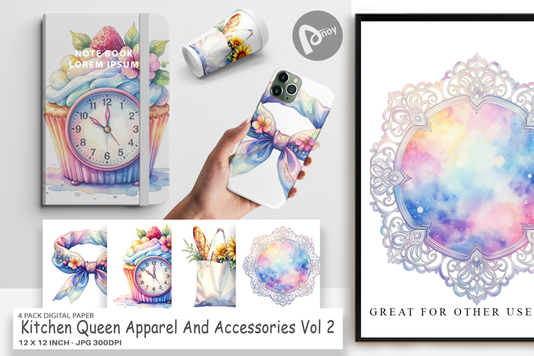 Whimsical Apron   Chef Hat Digital Paper