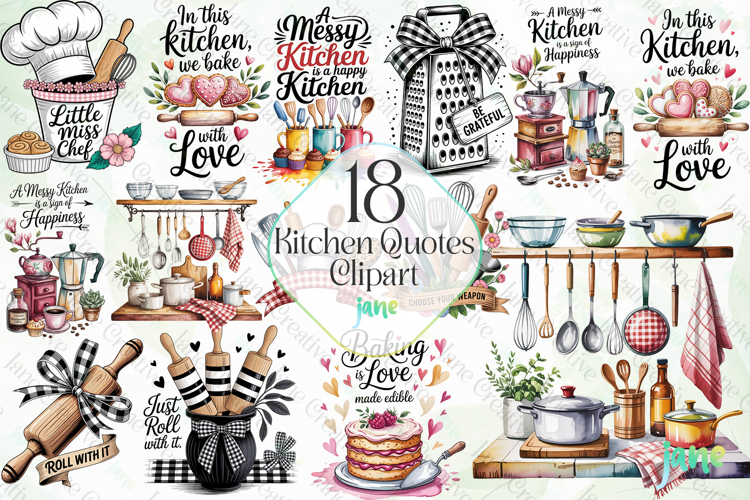 Kitchen Quotes Clipart Sublimation