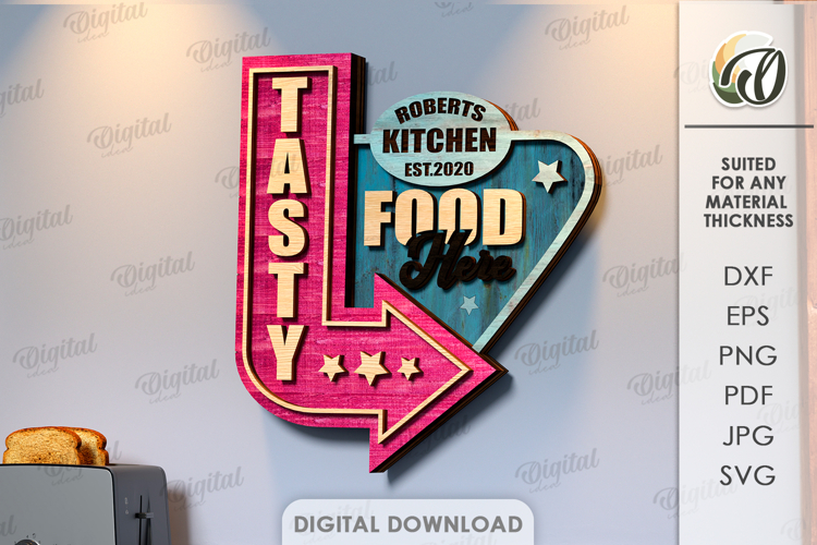 Kitchen Retro Wall Decor Laser Cut. Kitchen Decor SVG