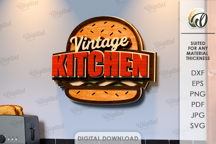 Kitchen Retro Wall Decor Laser Cut. Kitchen Decor SVG