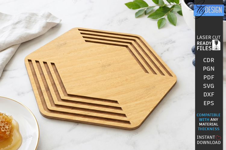 Wooden Kitchen Serving Tray Laser Cut | Food Serving Board