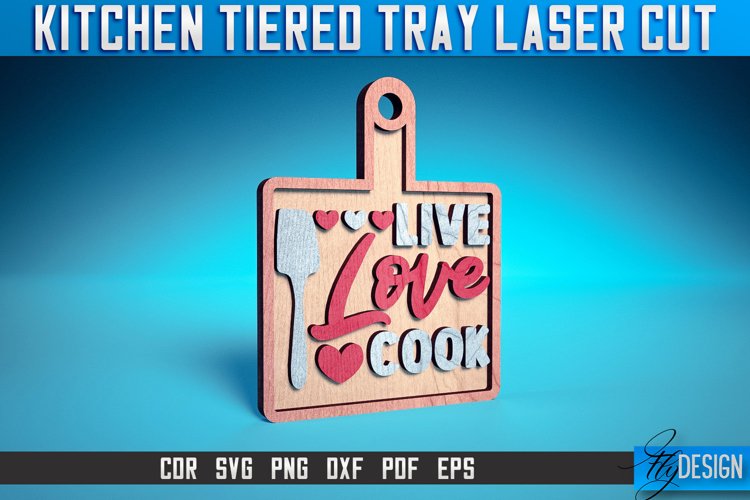 Kitchen Tiered Tray Laser Cut SVG|Home Tiered Tray SVG example image 1