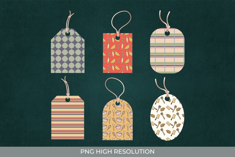 Kitchen Tools Seamless Patterned Shaped Tags