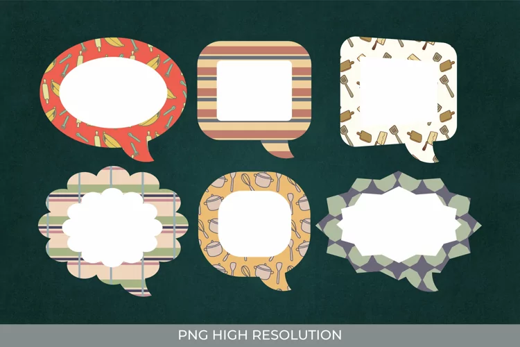 Kitchen Tools Scrapbook Speech Bubbles