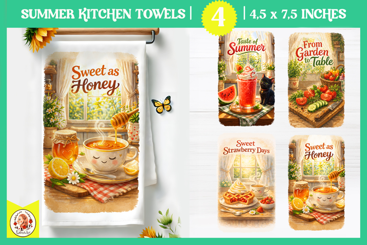 Cute Cozy Summer Kitchen Towels Sublimation