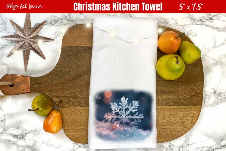 Christmas Kitchen Towel Sublimation | 3d snowflake