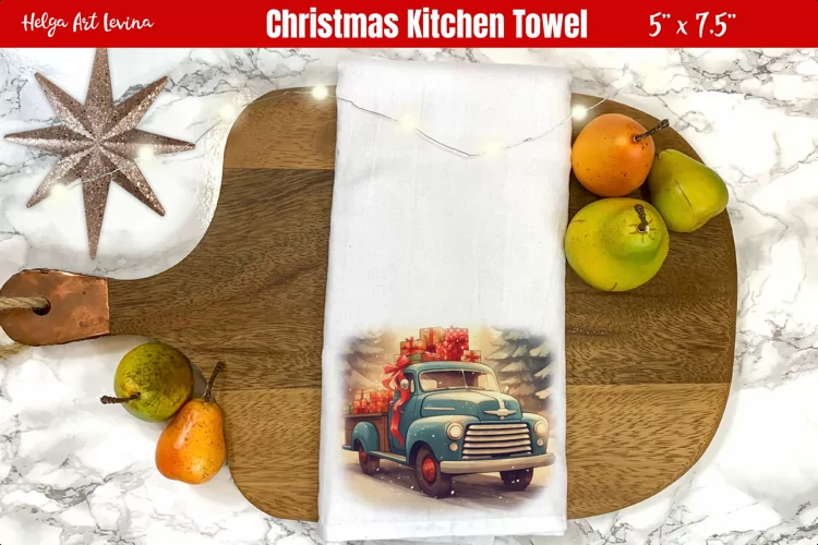 Christmas Kitchen Towel Sublimation | Christmas car