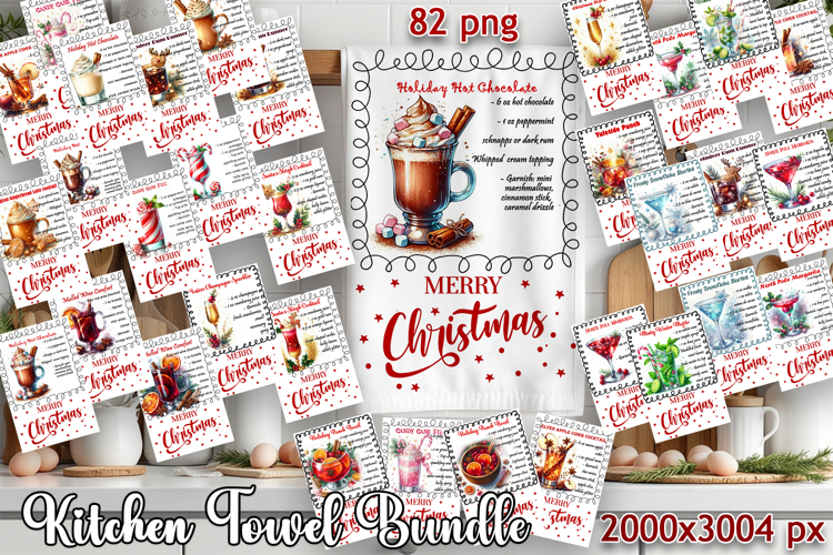 Christmas Kitchen Towel Design |christmas cocktail Recipe