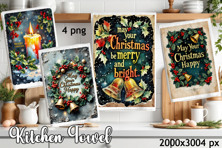 Merry and sweet Christmas Kitchen Towel Design | tea