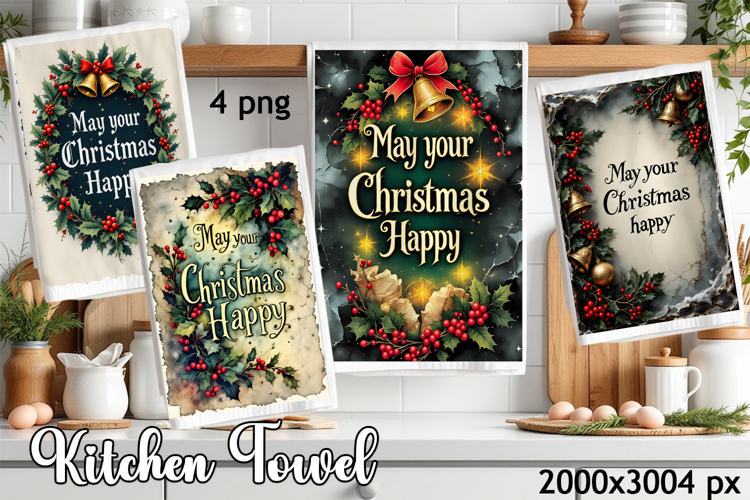 Merry and sweet Christmas Kitchen Towel Design | tea