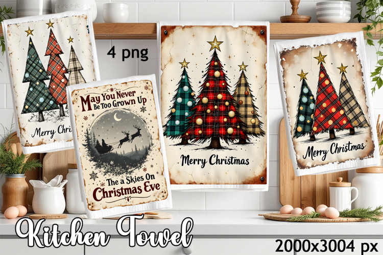 Cozy christmas tree Sublimation Design for Kitchen Towel