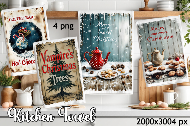 Merry and sweet Christmas Kitchen Towel Design | tea