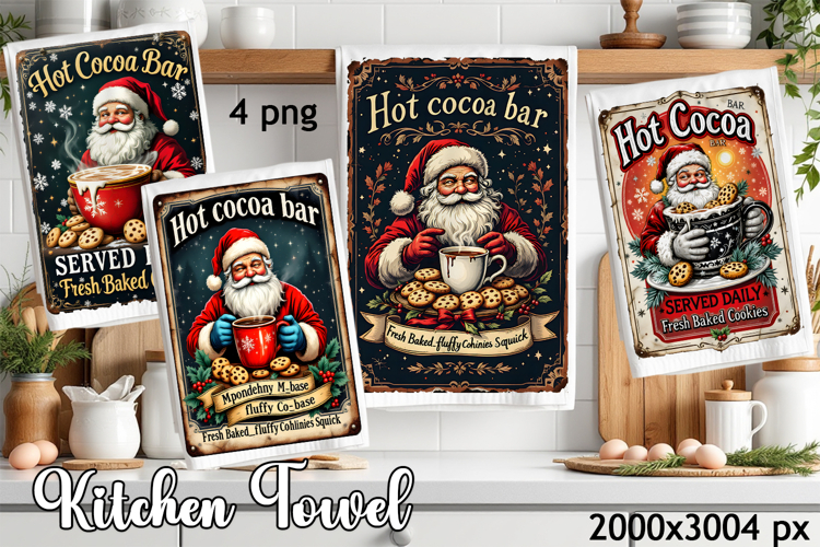 Christmas Kitchen Towel Sublimation Design | Santa Claus