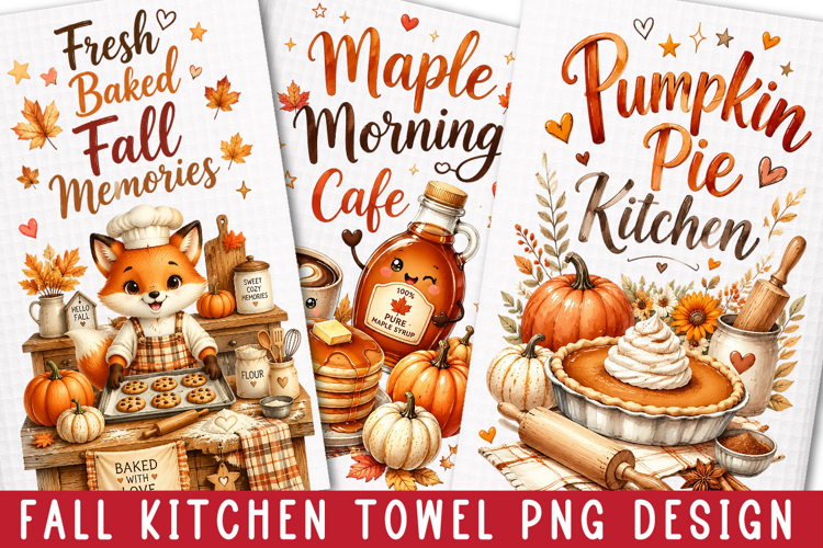 Fall Kitchen Towel Sublimation, Vintage Fall PNG