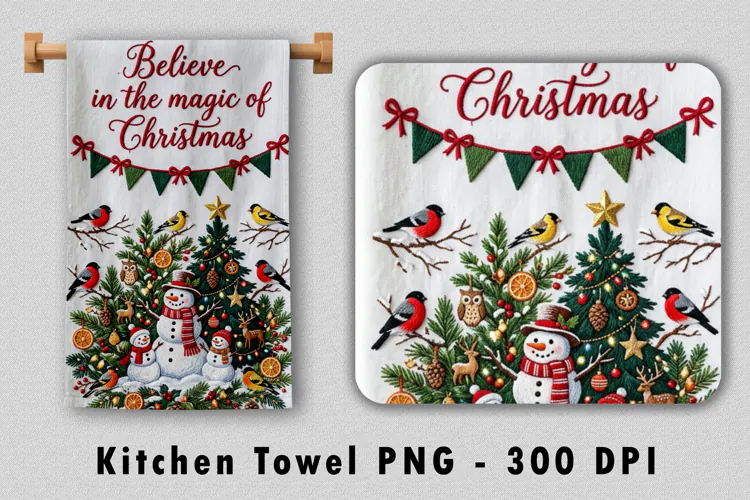 Christmas Kitchen Towel Sublimation PNG Design