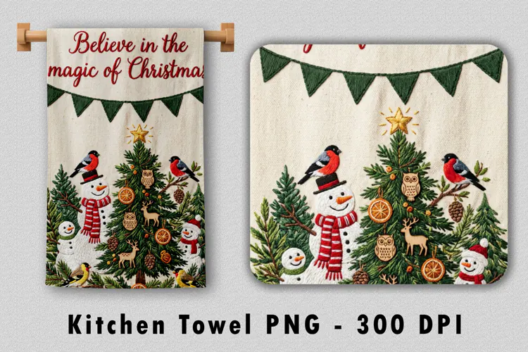 Magic Of Christmas Towel Sublimation PNG 300 DPI