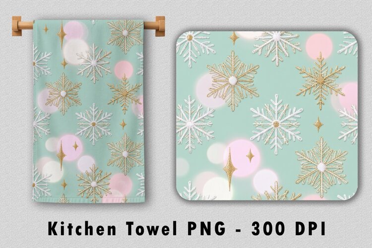 Winter Snowflake Kitchen Towel PNG example image 1