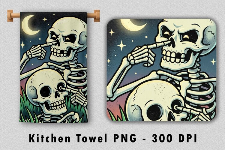 Funny Skeletons Kitchen Towel PNG example image 1