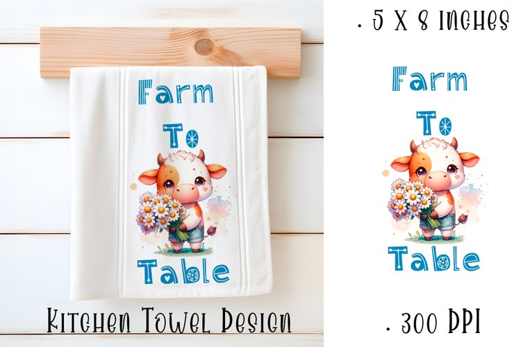 Happy Easter Highland Cow Kitchen Towel Sublimation Design