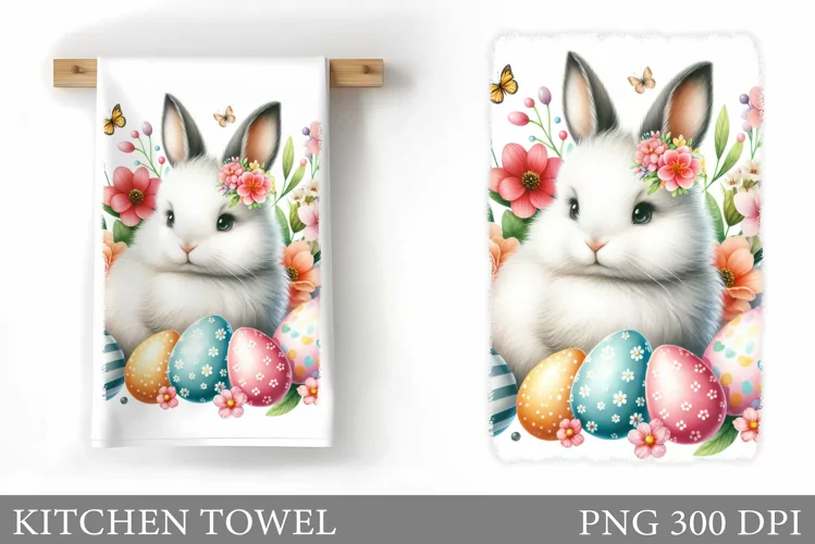Easter Bunny Kitchen Towel. Bunny Kitchen Towel Sublimation