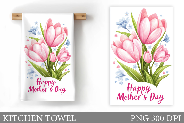 Mother's Day Kitchen Towel. Floral Kitchen Towel Sublimation