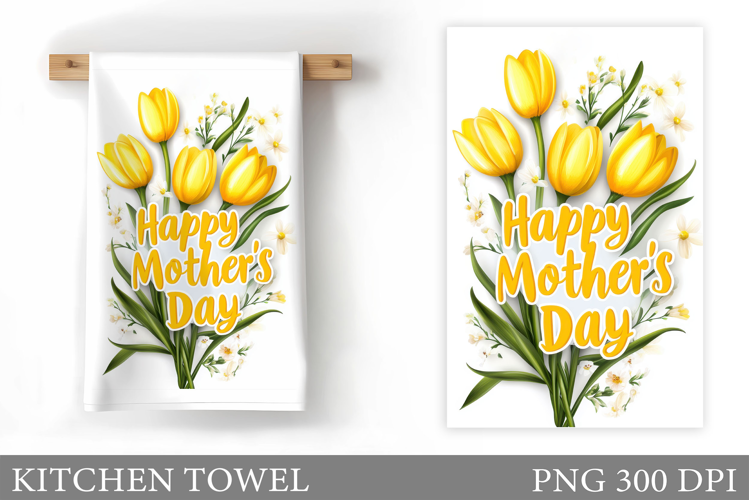 Mother's Day Kitchen Towel. Floral Kitchen Towel Sublimation