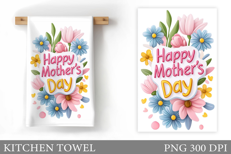 Mothers Day Kitchen Towel. Flowers Kitchen Towel Design