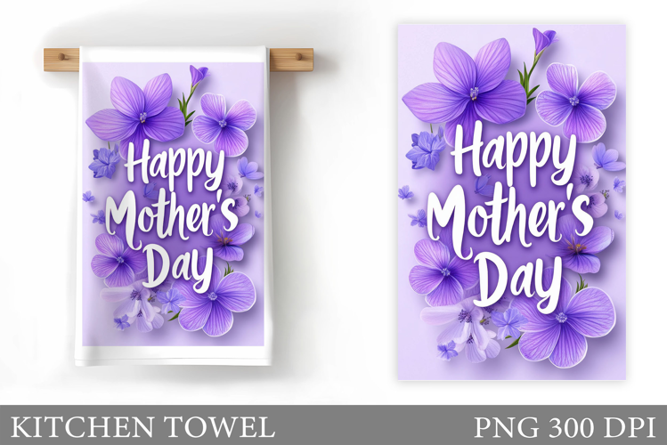 Mother's Day Kitchen Towel. Floral Kitchen Towel Sublimation