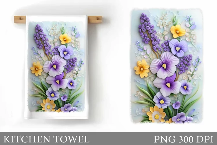 Flowers Kitchen Towel. Wildflowers Kitchen Towel Design