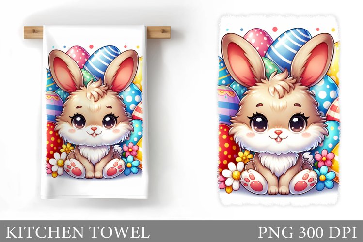 Easter Bunny Kitchen Towel. Bunny Kitchen Towel Sublimation example image 1
