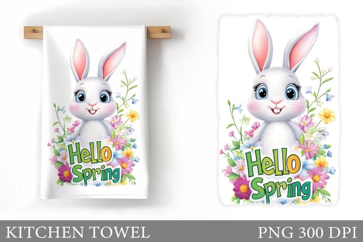 Spring Bunny Kitchen Towel. Spring Kitchen Towel Design