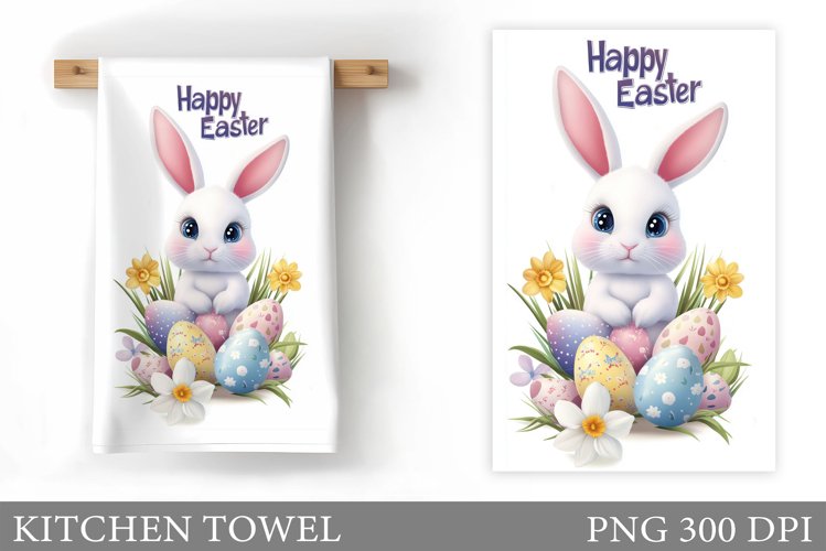 Easter Bunny Kitchen Towel. Bunny Kitchen Towel Sublimation example image 1