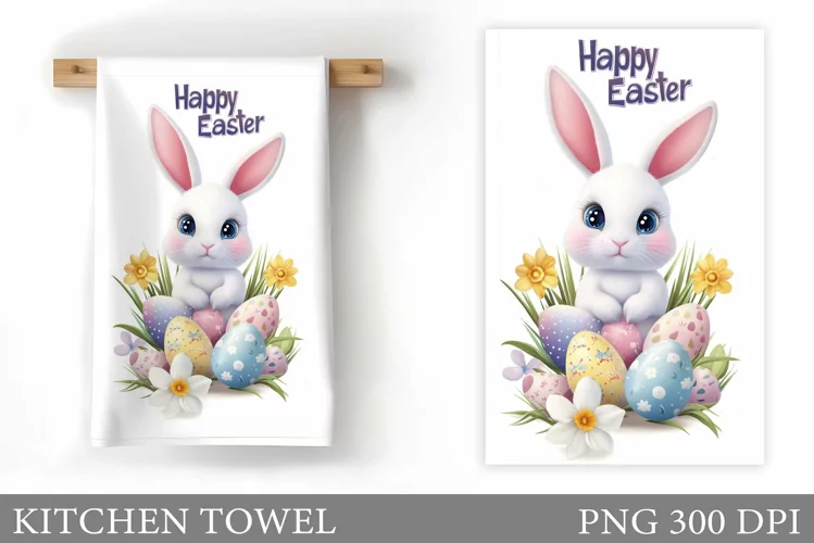 Easter Bunny Kitchen Towel. Bunny Kitchen Towel Sublimation