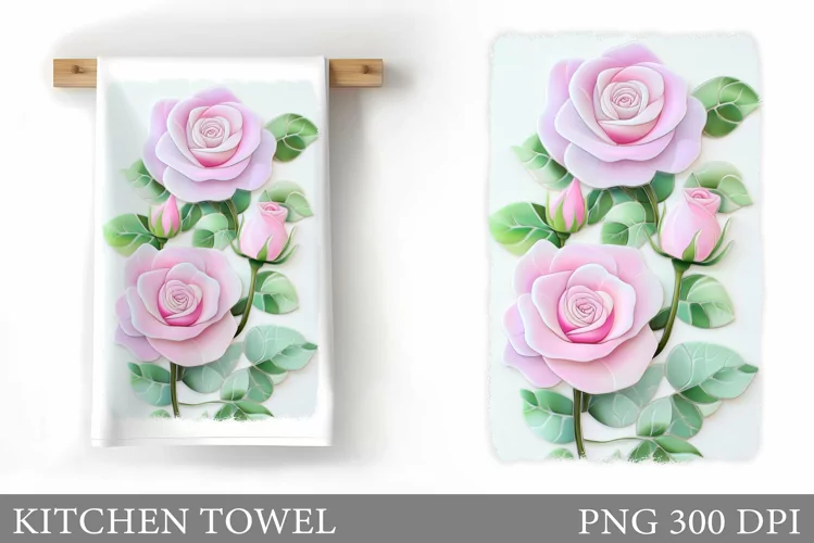 Roses Kitchen Towel. Flowers Kitchen Towel Sublimation