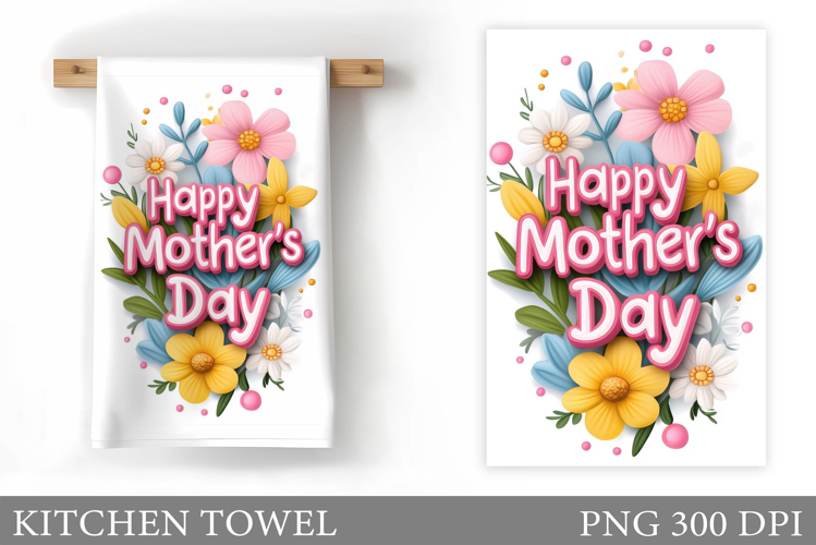 Mother's Day Kitchen Towel. Floral Kitchen Towel Sublimation